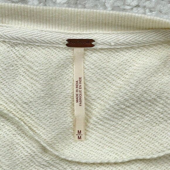 Free People Faff & Fringe Pullover Sweater Cream Crotchet - Picture 6 of 14